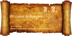 Micska Nikander névjegykártya